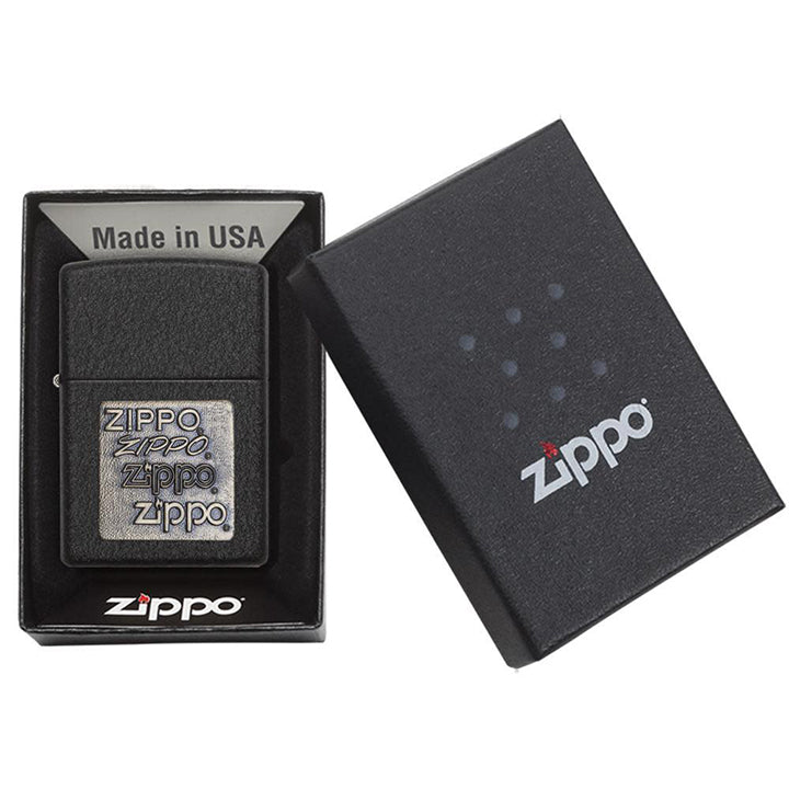 Zippo Windproof Lighter Black Crackle® Gold Zippo Logo