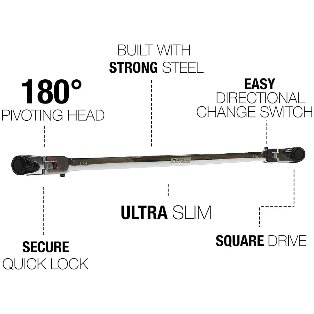 Ezred Combination Stick Flexible Dual Ratchet With 1/4" Square Drive & Magnetic Bit Drive