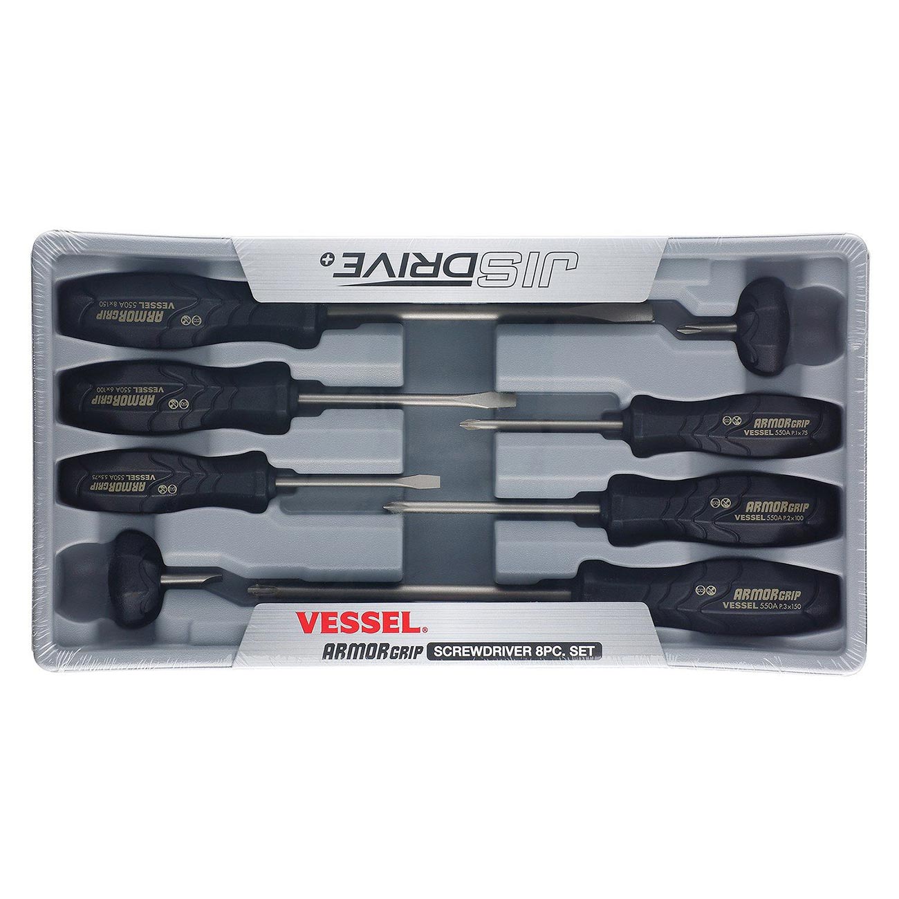 Vessel Armor Grip Screwdriver 8pc. Set No.550a8ptu