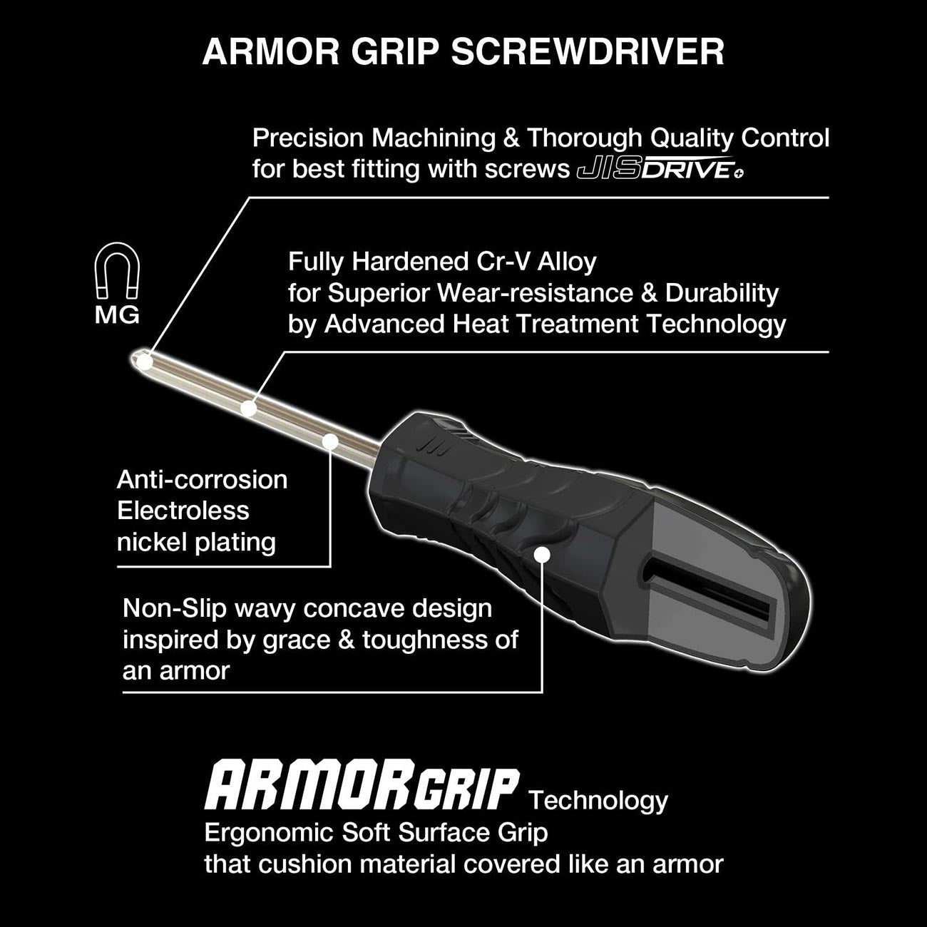 Vessel Armor Grip Screwdriver 4pc. Set No.550aph4pbu