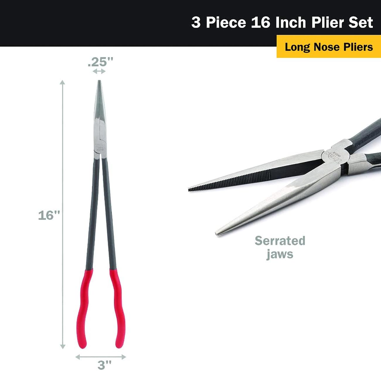 Titan 3 Piece 16" Long Nose Pliers Set