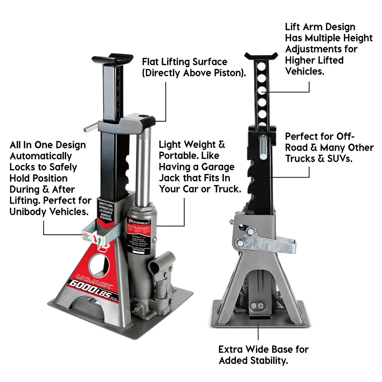 Powerbuilt 3 Ton (6000 Lb.) Unijack Bottle Jack & Jackstand In One