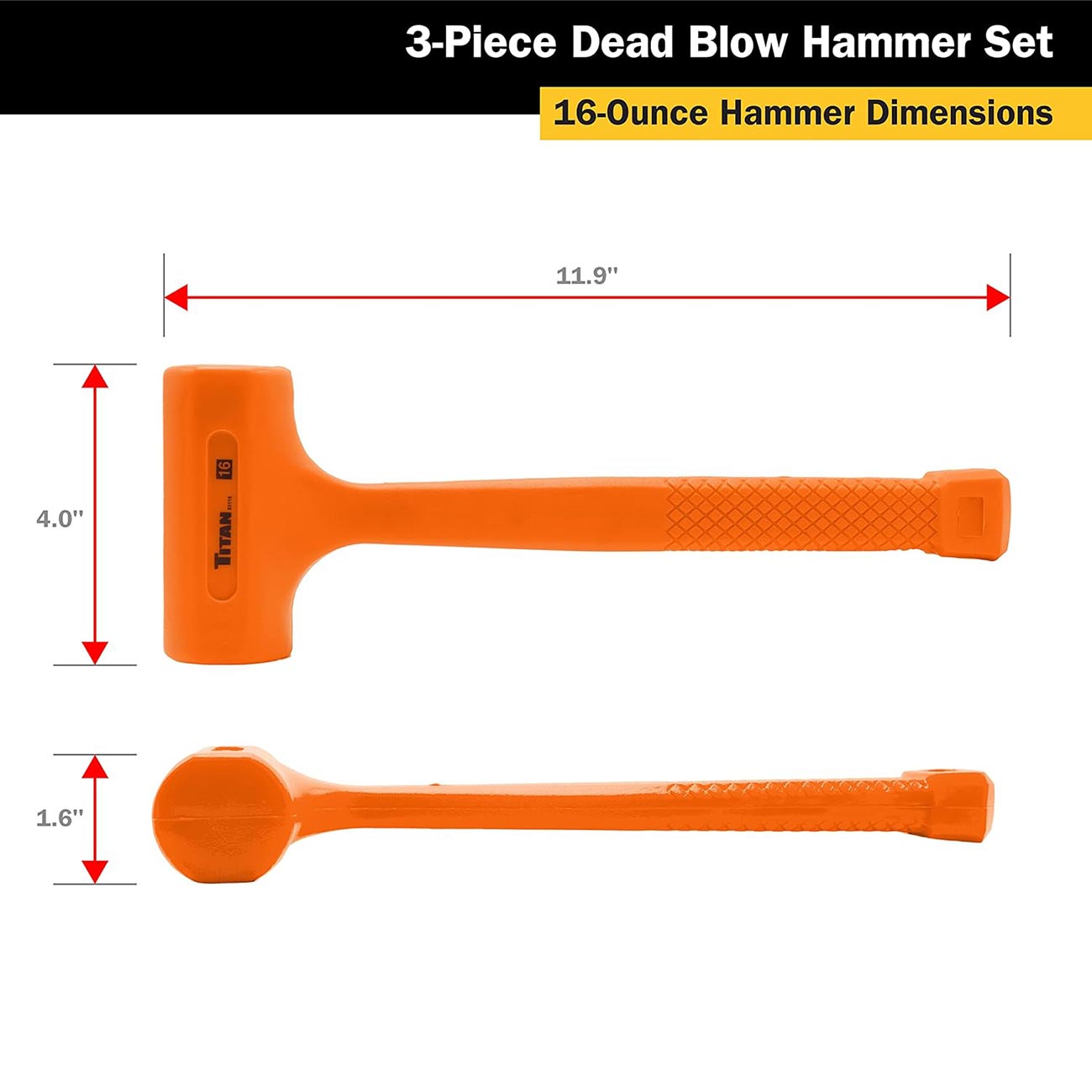 Titan Dead Blow Hammer Set - Includes 16oz 32oz 48oz (3-piece Set)