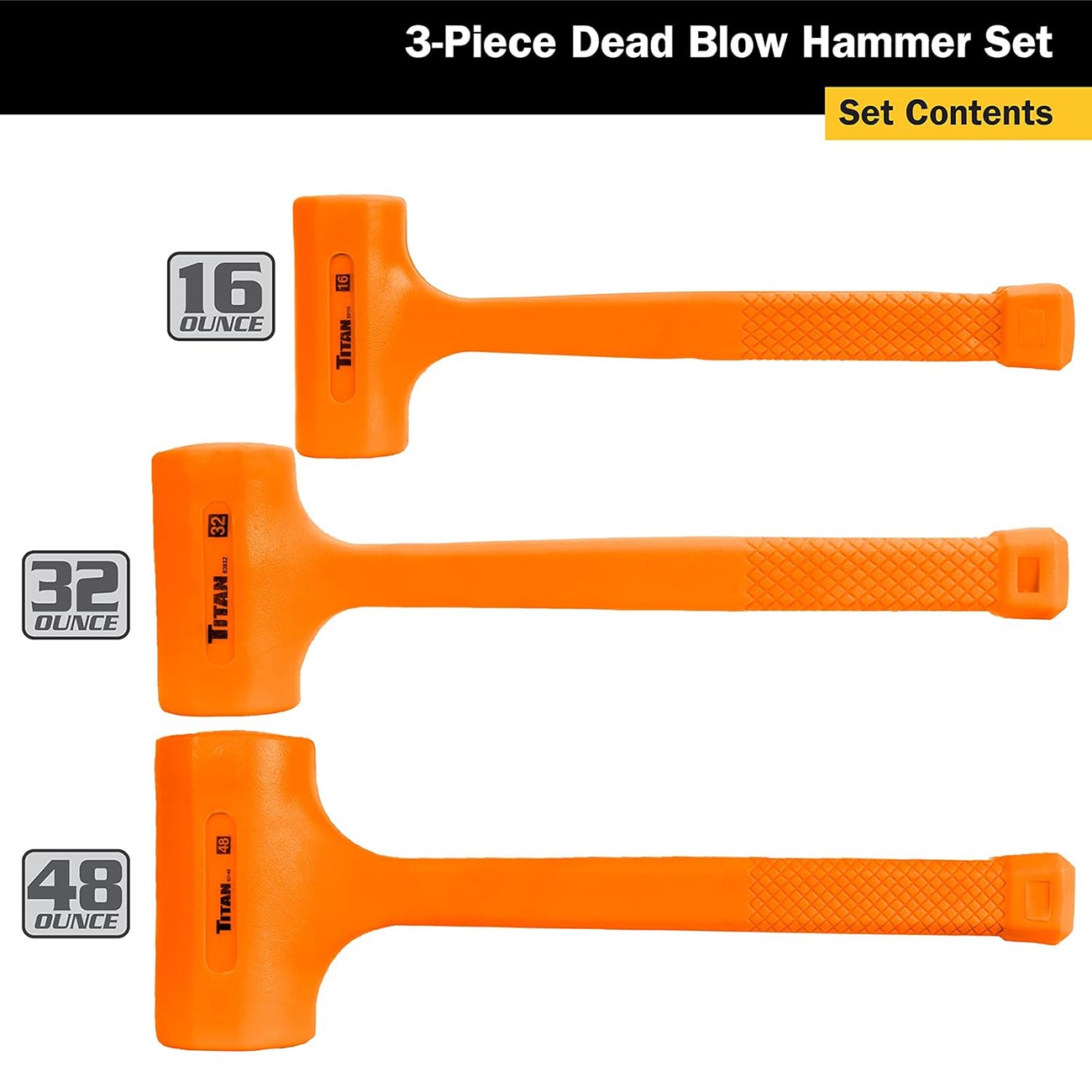 Titan Dead Blow Hammer Set - Includes 16oz 32oz 48oz (3-piece Set)