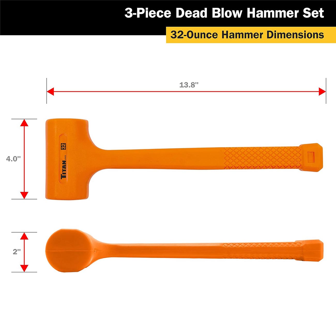 Titan Dead Blow Hammer Set - Includes 16oz 32oz 48oz (3-piece Set)