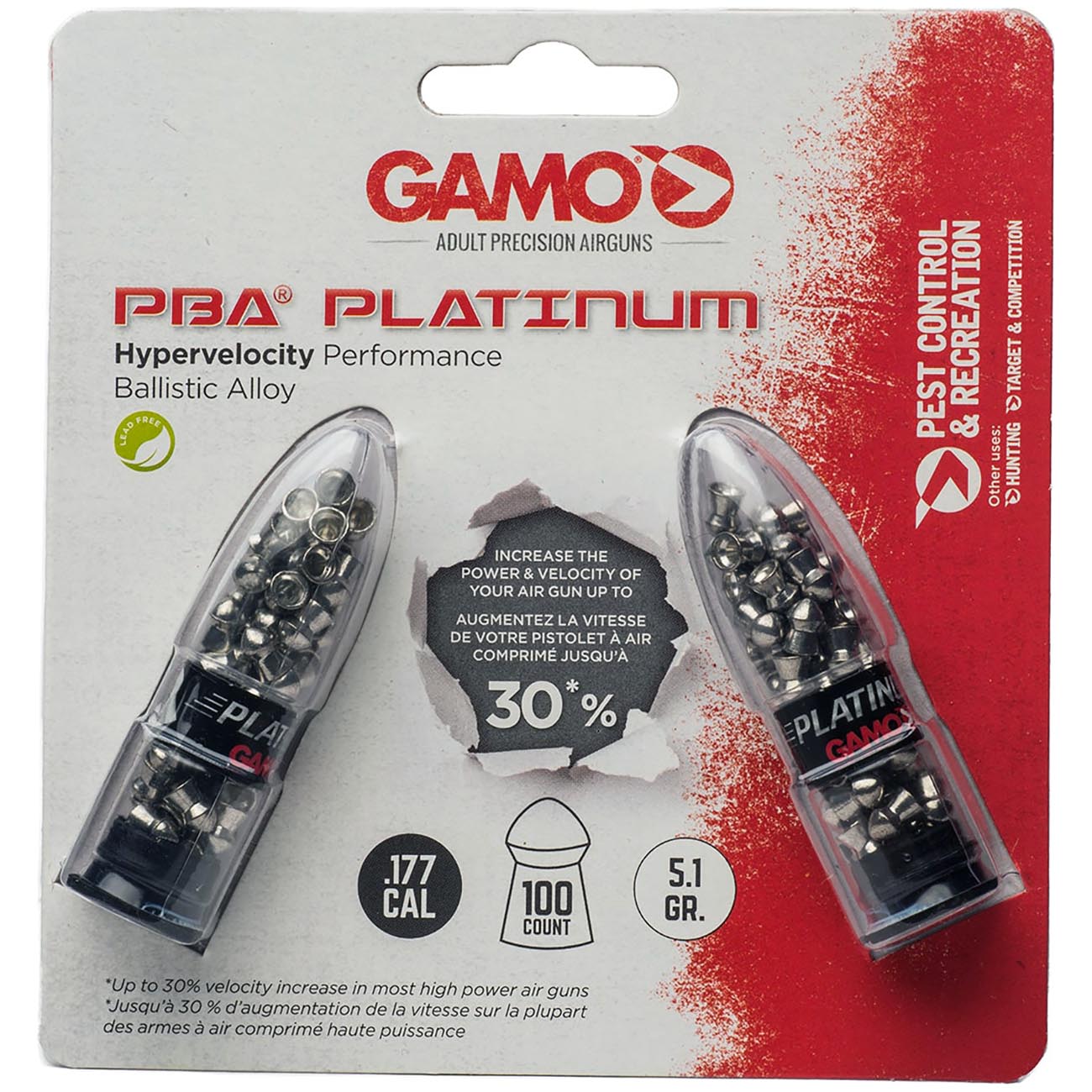 Gamo .177cal Domed Pba Platinum Air Gun Pellets - 5.1 Grain (100 Count)