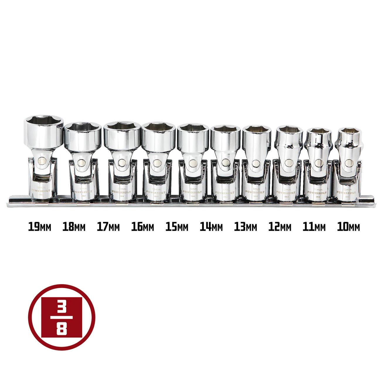 Powerbuilt 3/8" Drive Metric Universal Joint Socket Set (10 Piece Set)