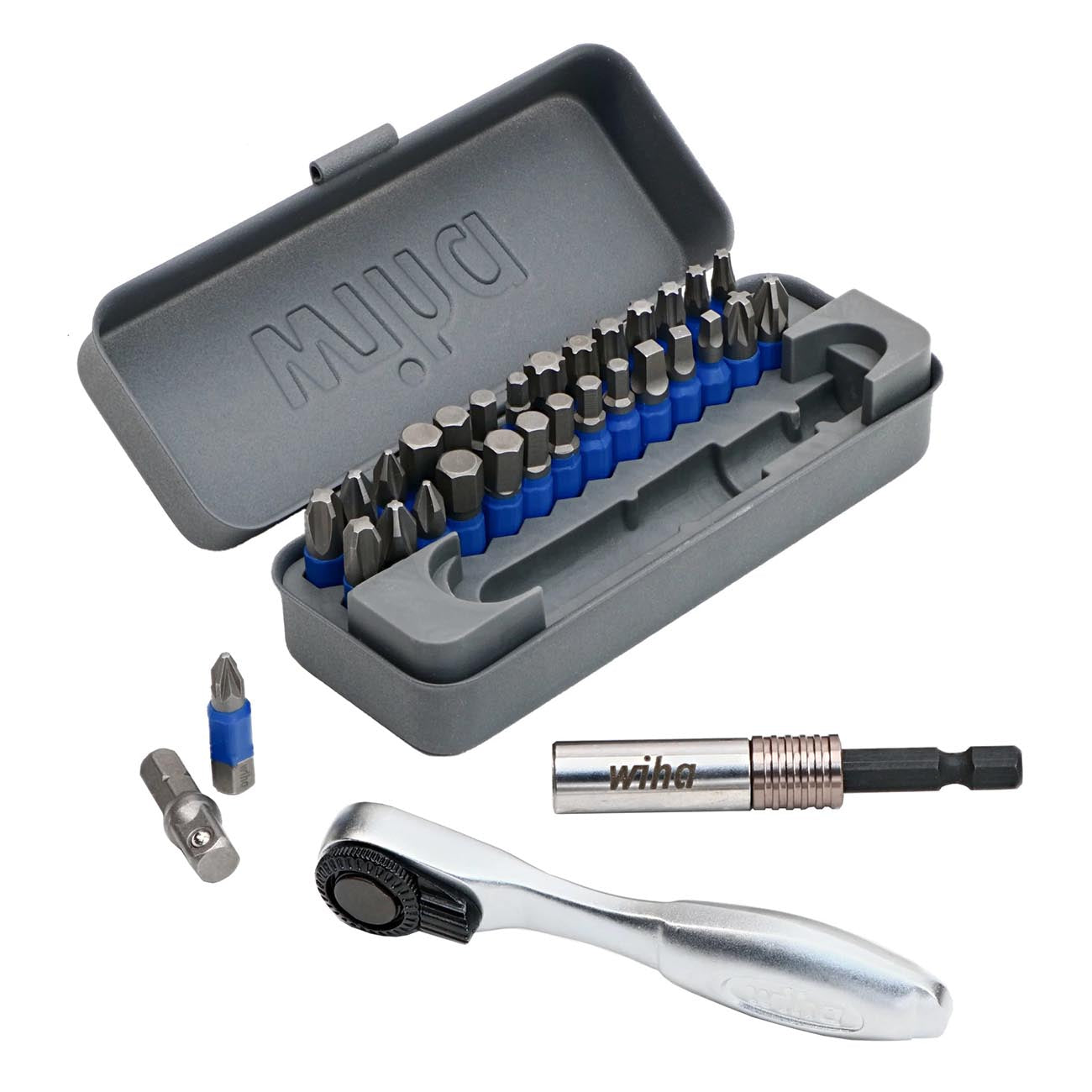 Wiha Gobox Terminatorblue Impact 1" Bit Set With Mini Ratchet (32 Piece Set)