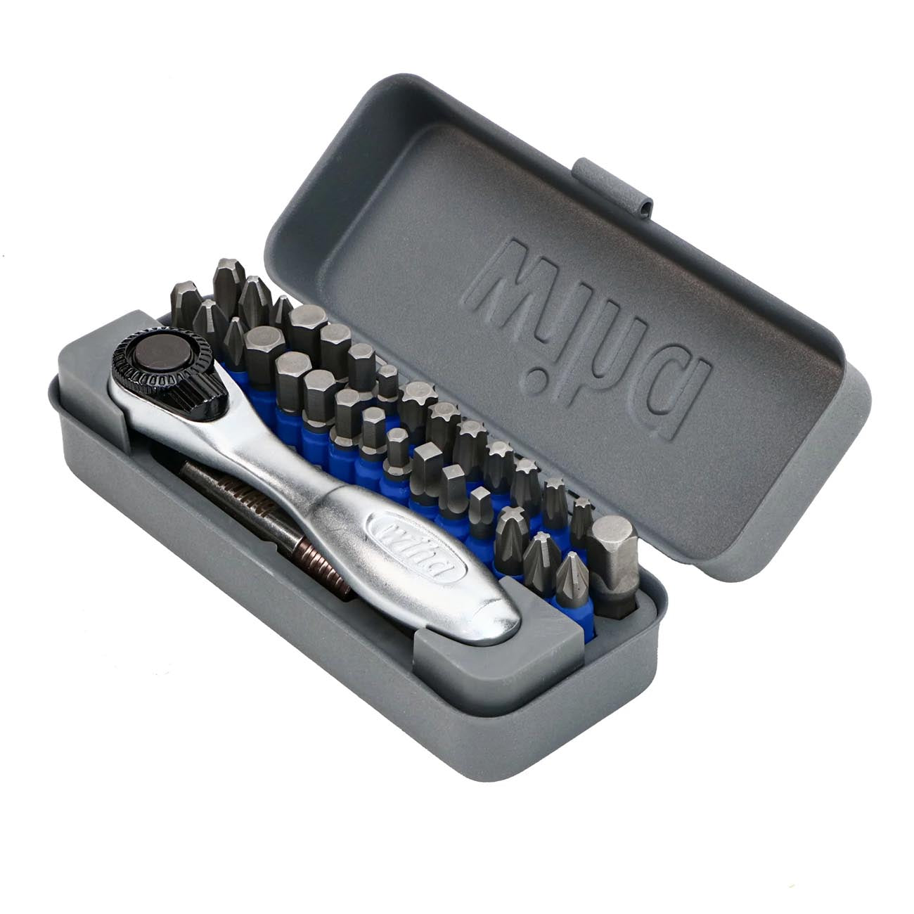 Wiha Gobox Terminatorblue Impact 1" Bit Set With Mini Ratchet (32 Piece Set)