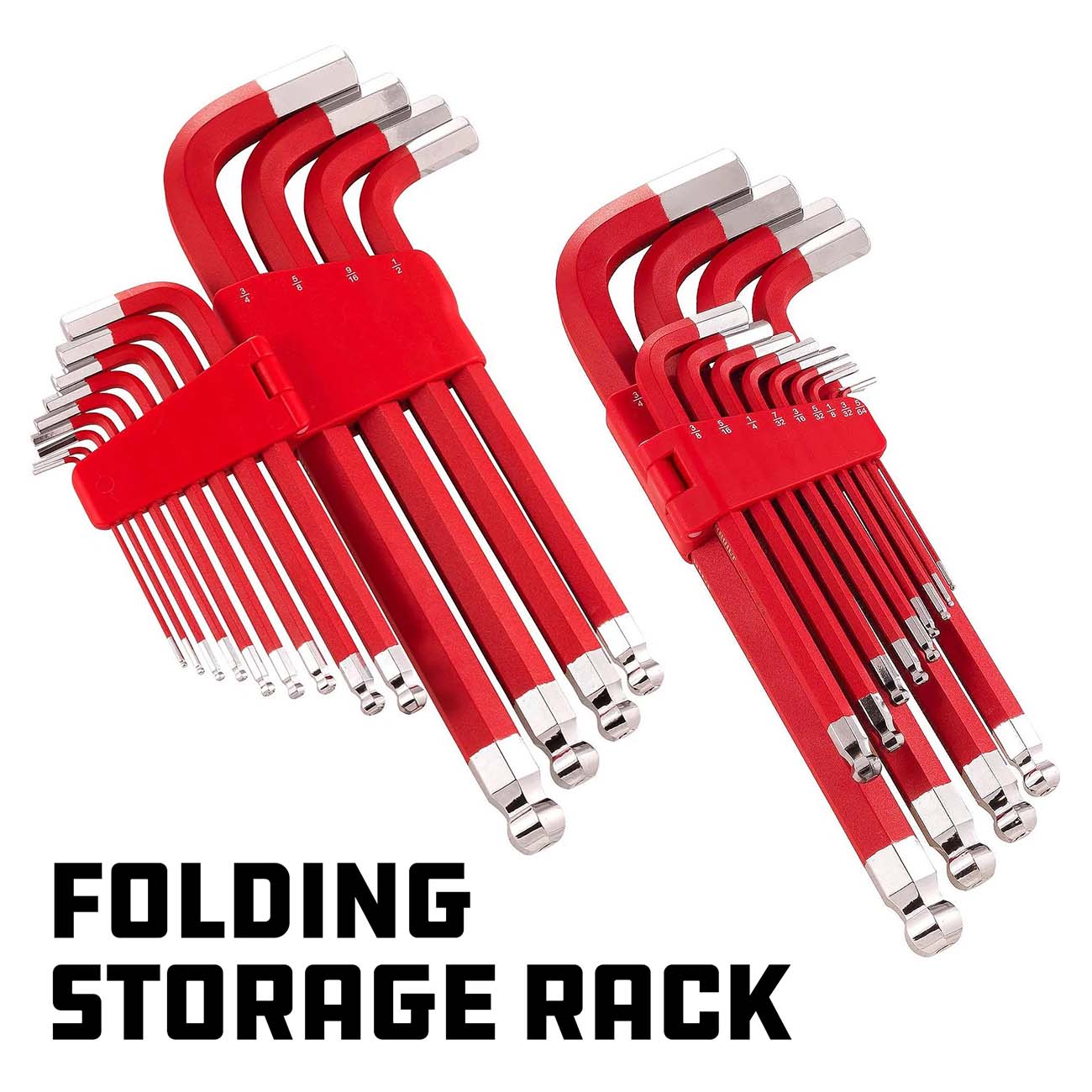 Powerbuilt Red Sae Long Arm Magnetic Hex Key Wrench Set (13 Piece Set)