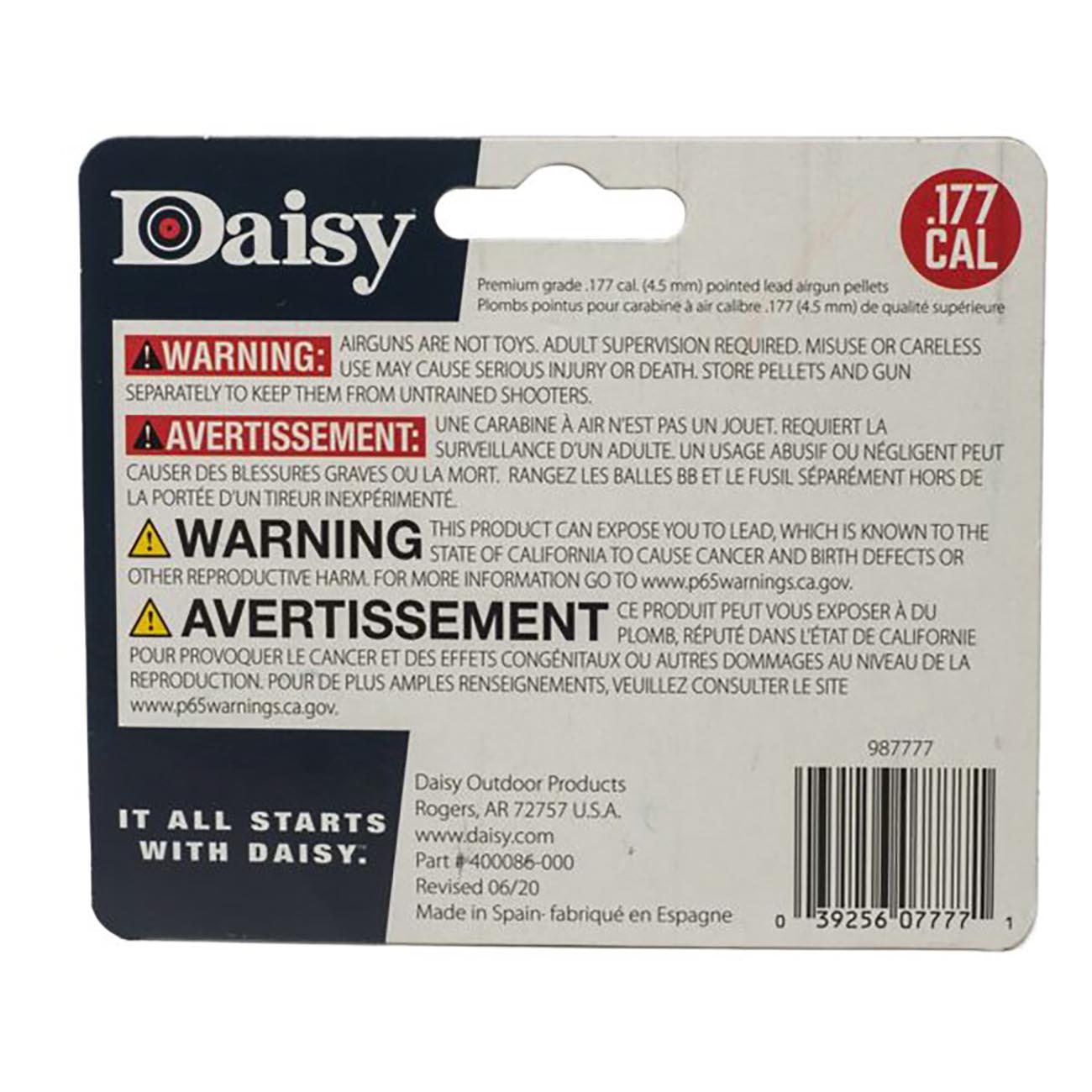 Daisy .177cal Precisionmax Pointed Field Lead Pellets (250 Count)