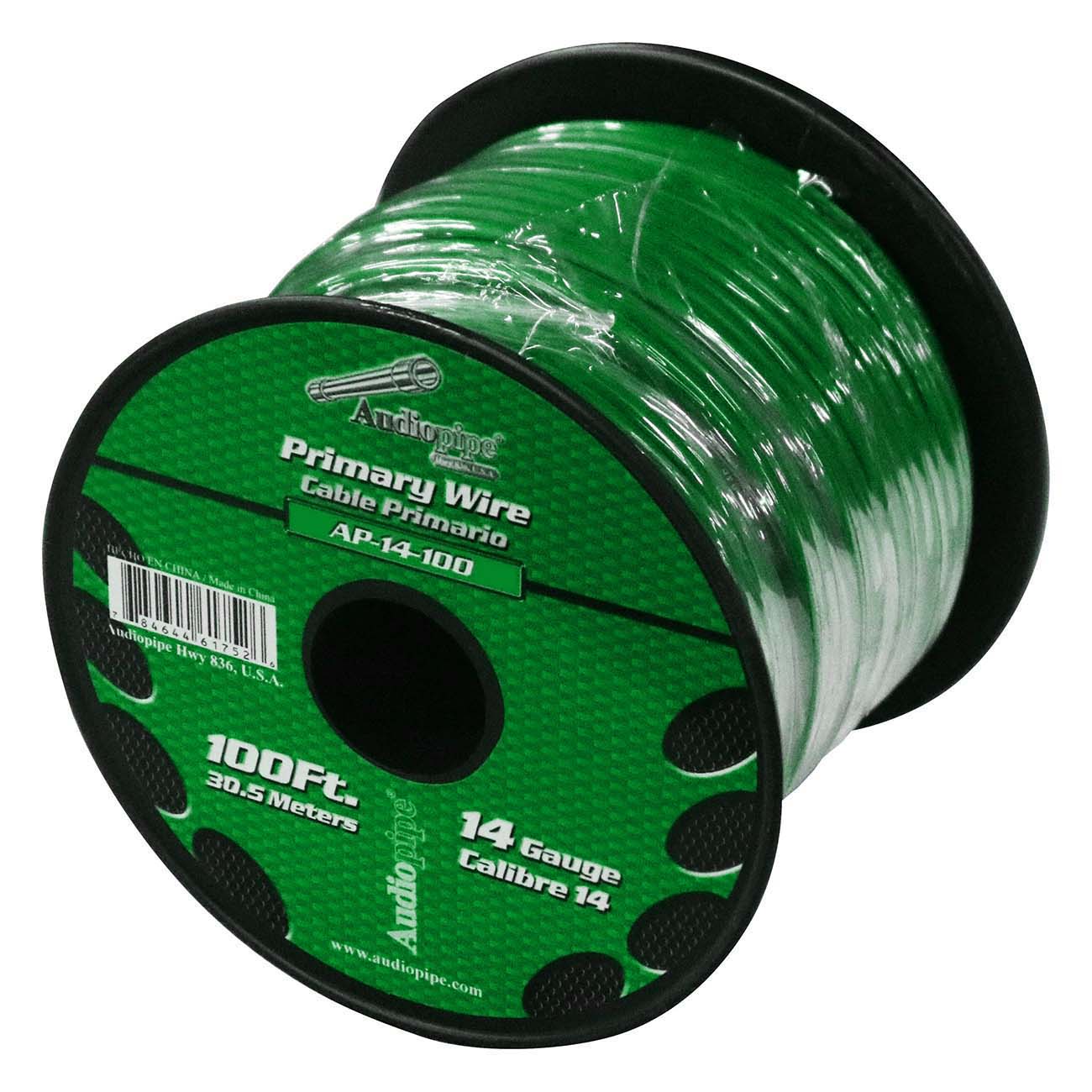 Audiopipe 14 Gauge 100ft Primary Wire Green