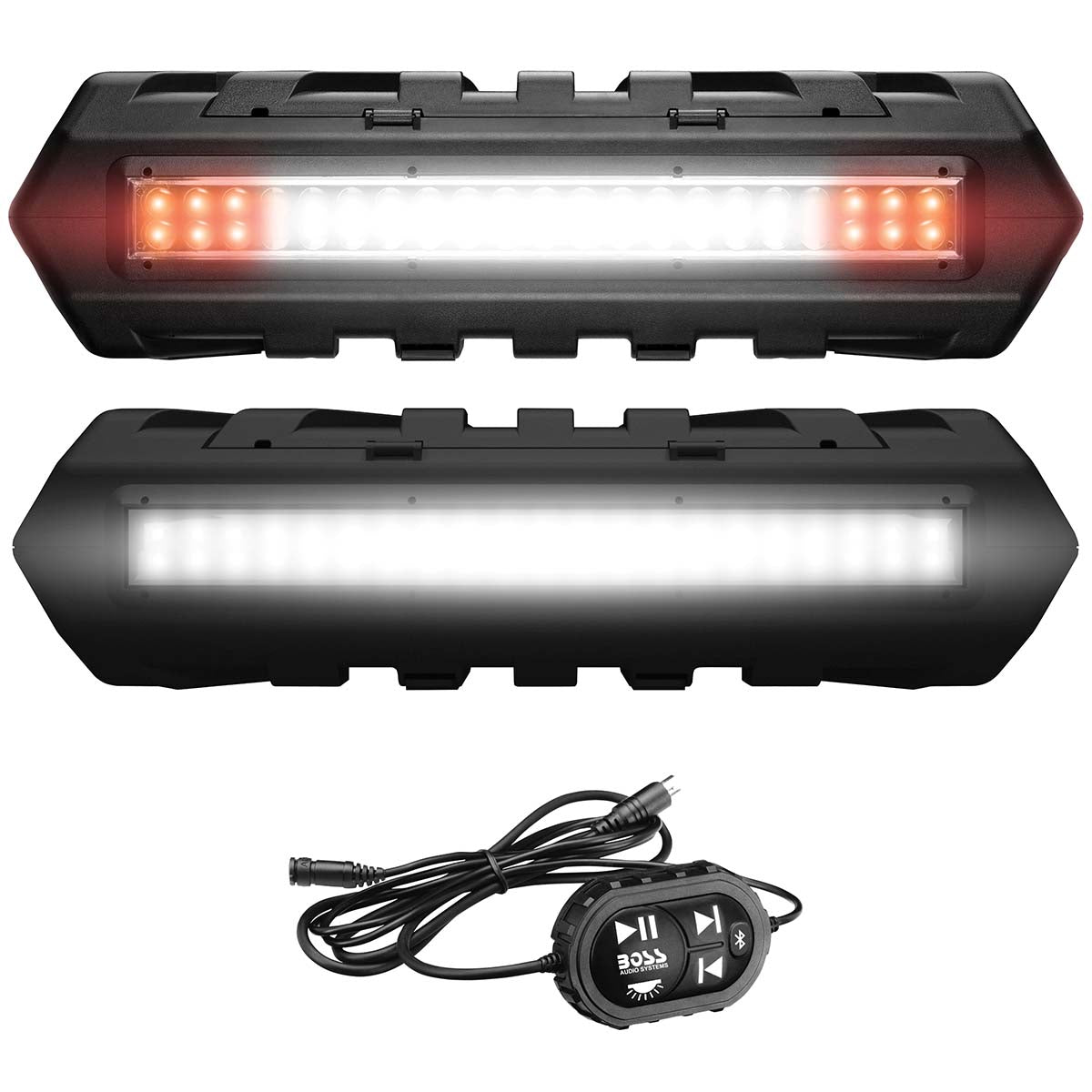 Boss Atv Sound System 8" Marine Speakers Bluetooth Dual Led Light Bar