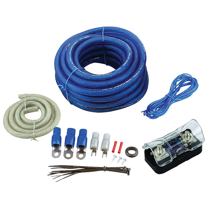 Amplifier Wiring Kit 4ga;bullzaudio;blue/gold Edition; Box