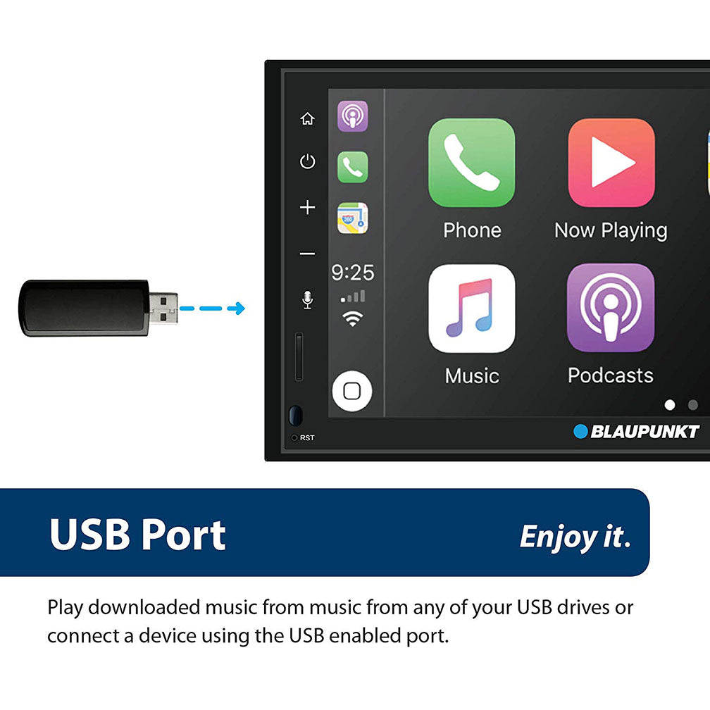 Blaupunkt Denver 6.8" Double-din Mechless Receiver Compatible With Android Auto And Apple Carplay