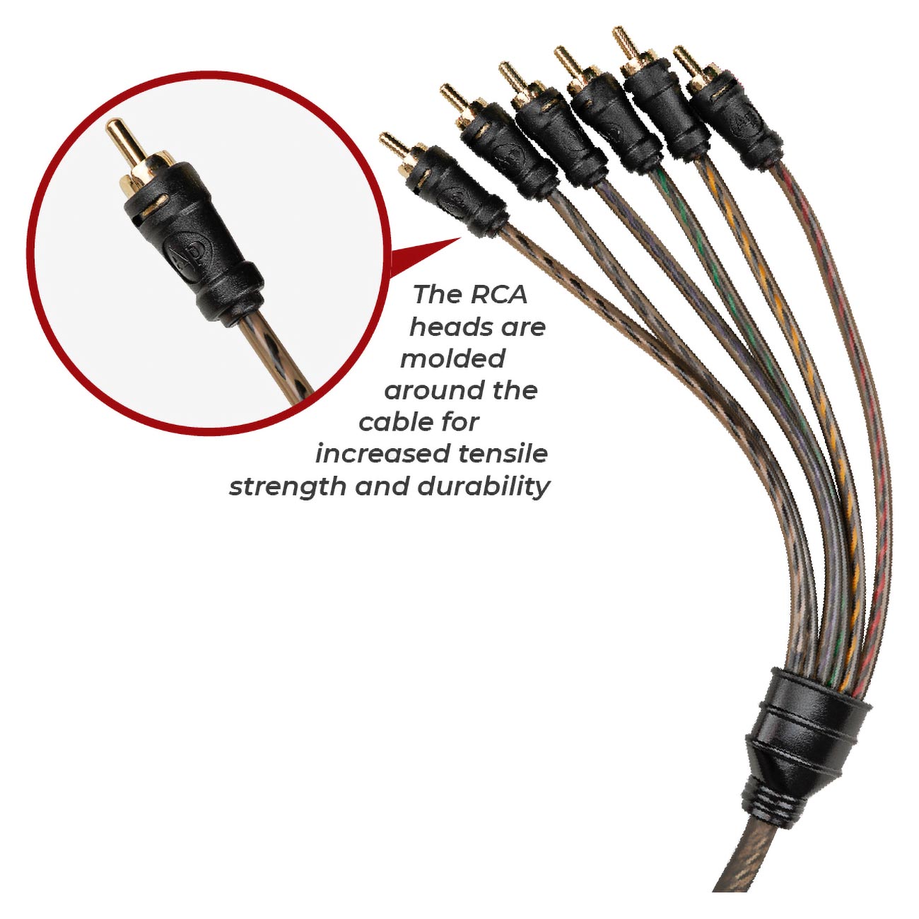 Audiopipe 3ft Length -  6-channel Interconnect Cable For Car / Motorcycle Audio