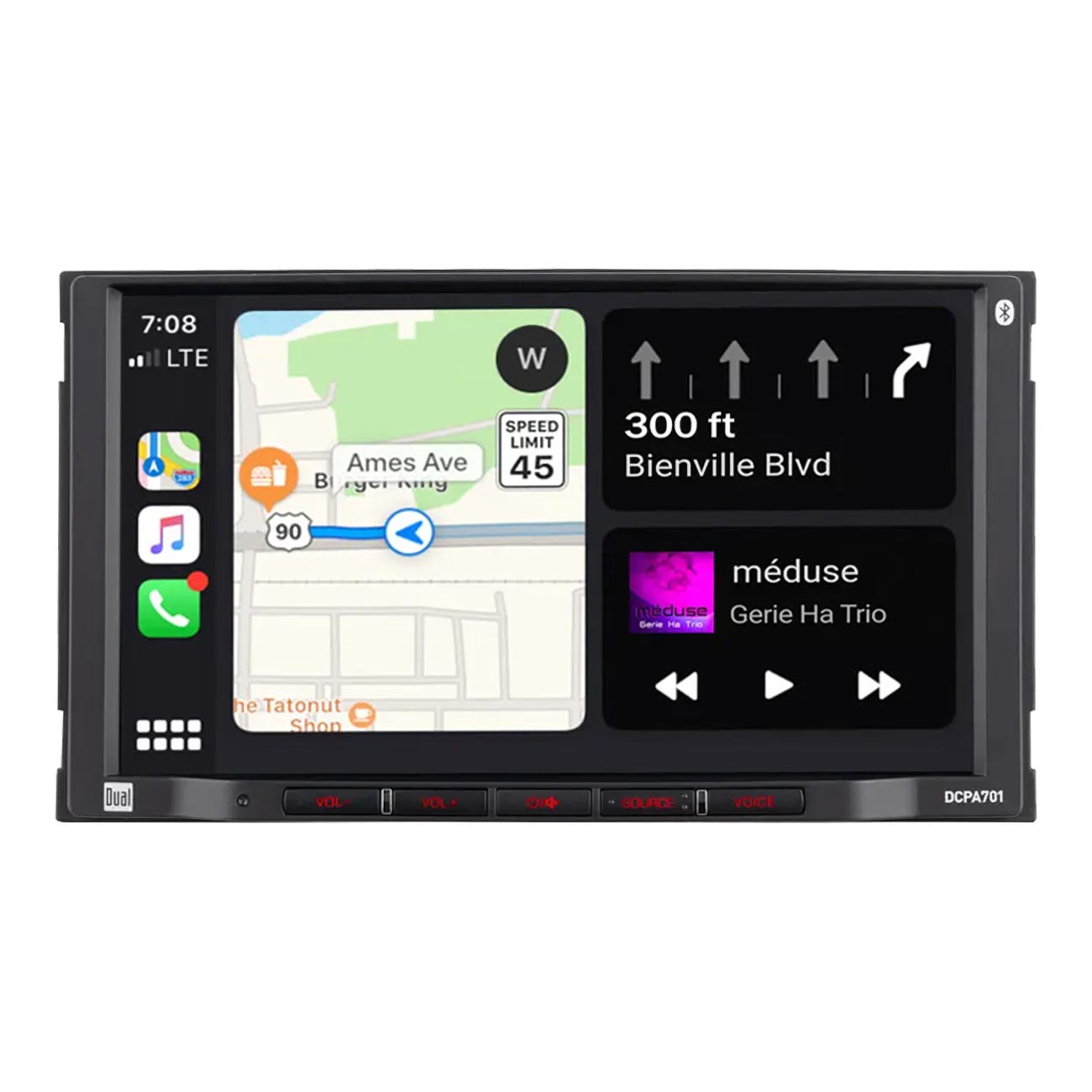 Dual 7" Double Din Mechless Digital Media Receiver With Apple Carplay Android Auto