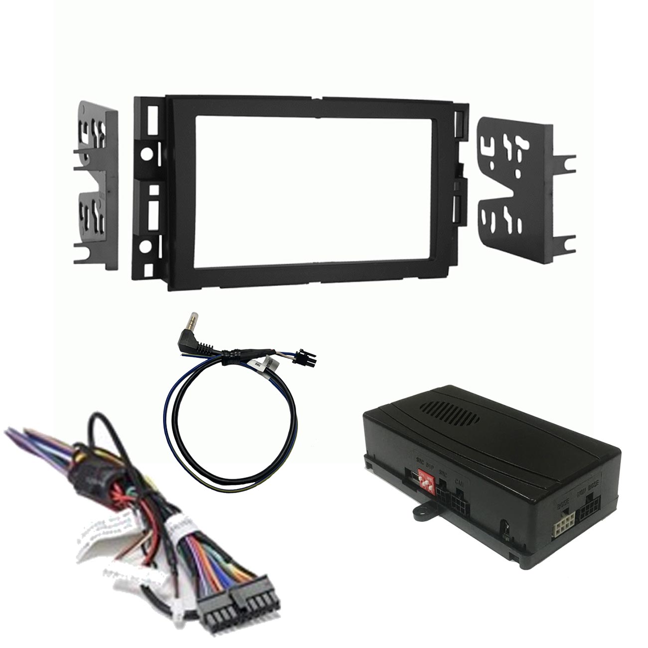 Crux Onstar Radio Replacement Interface W/ Swc Retention Video Switcher & D. Din Dash Kit - Select