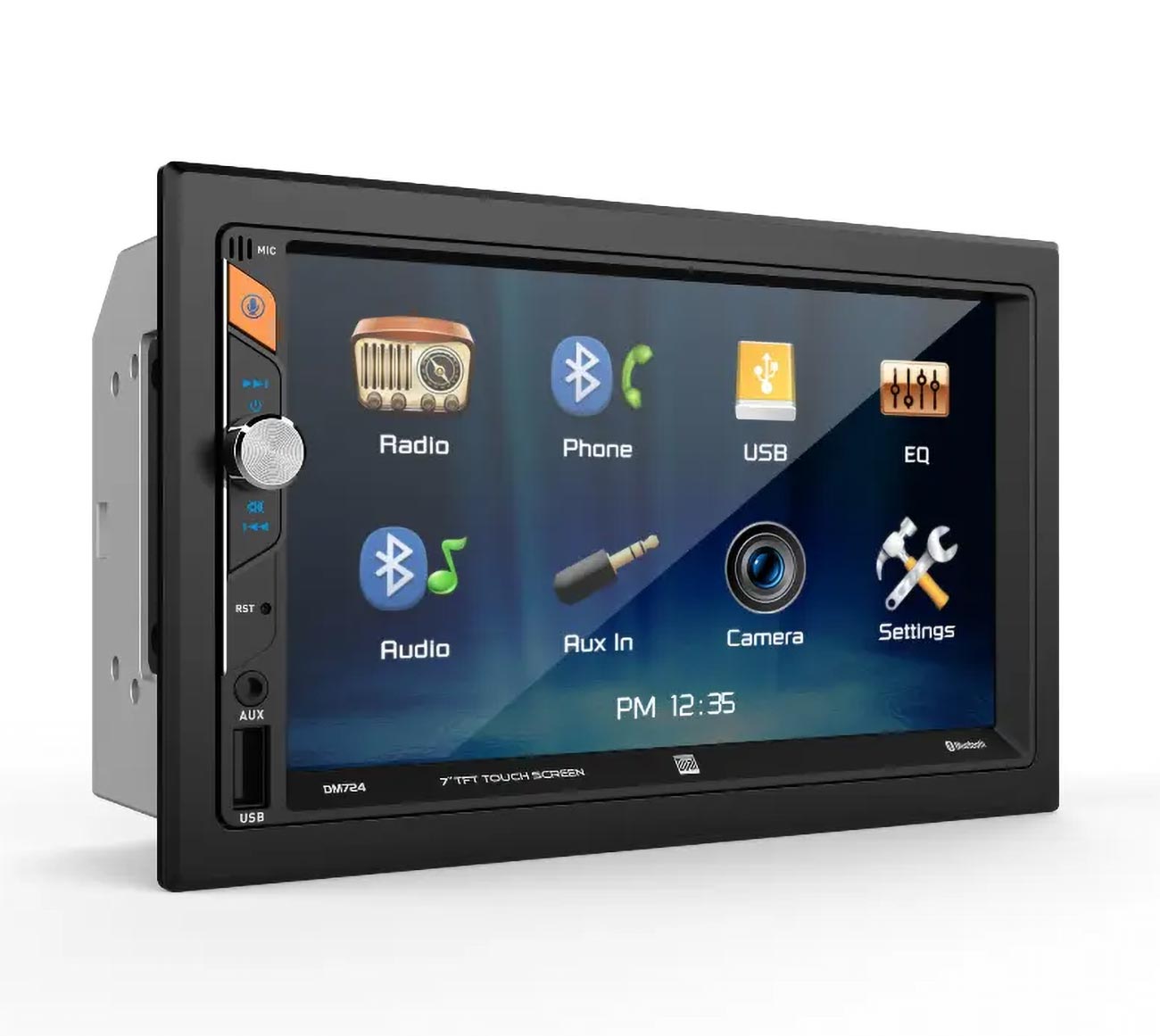 Dual 7" Lcd Mechless Double Din Bt Usb/micro Sd Backup Cam Input