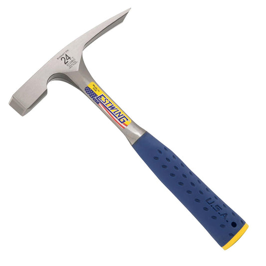 Estwing 24 Oz. Bricklayer / Mason’s Smooth Face Hammer - Blue Shock Reduction Grip