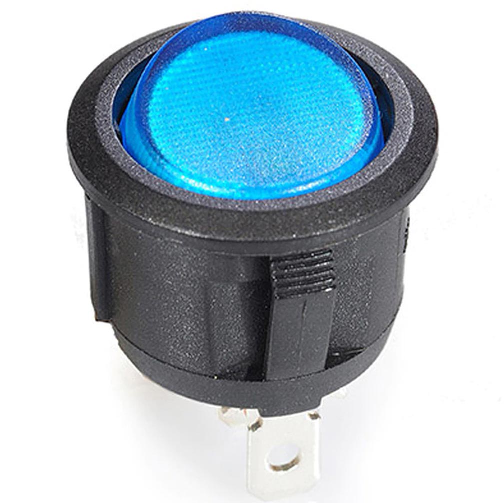 Switch Round Rocker W/blue Led10 Pack