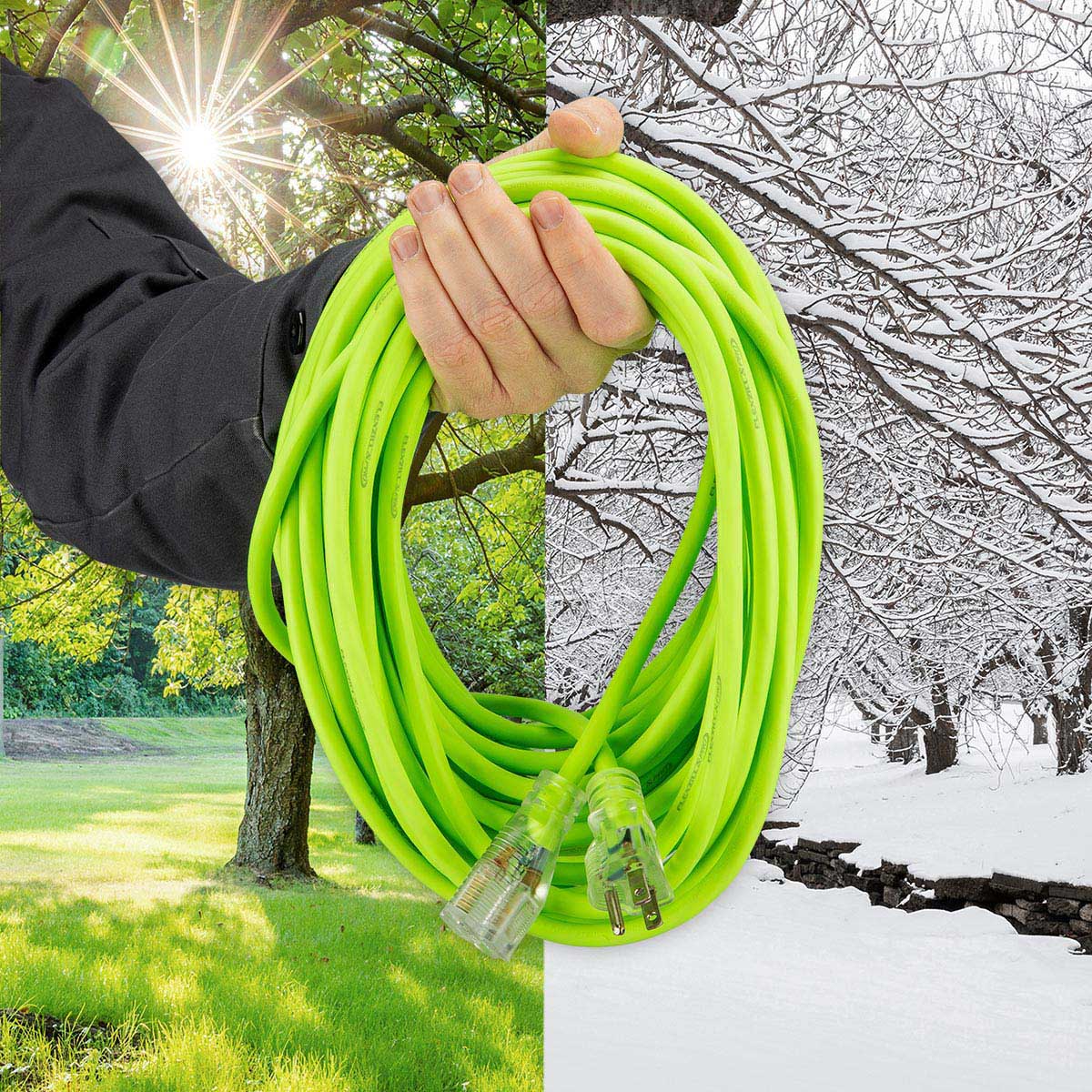 Flexzilla® Pro Extension Cord 14/3 Awg Sjtw 25' Outdoor Lighted Plug Zillagreen™