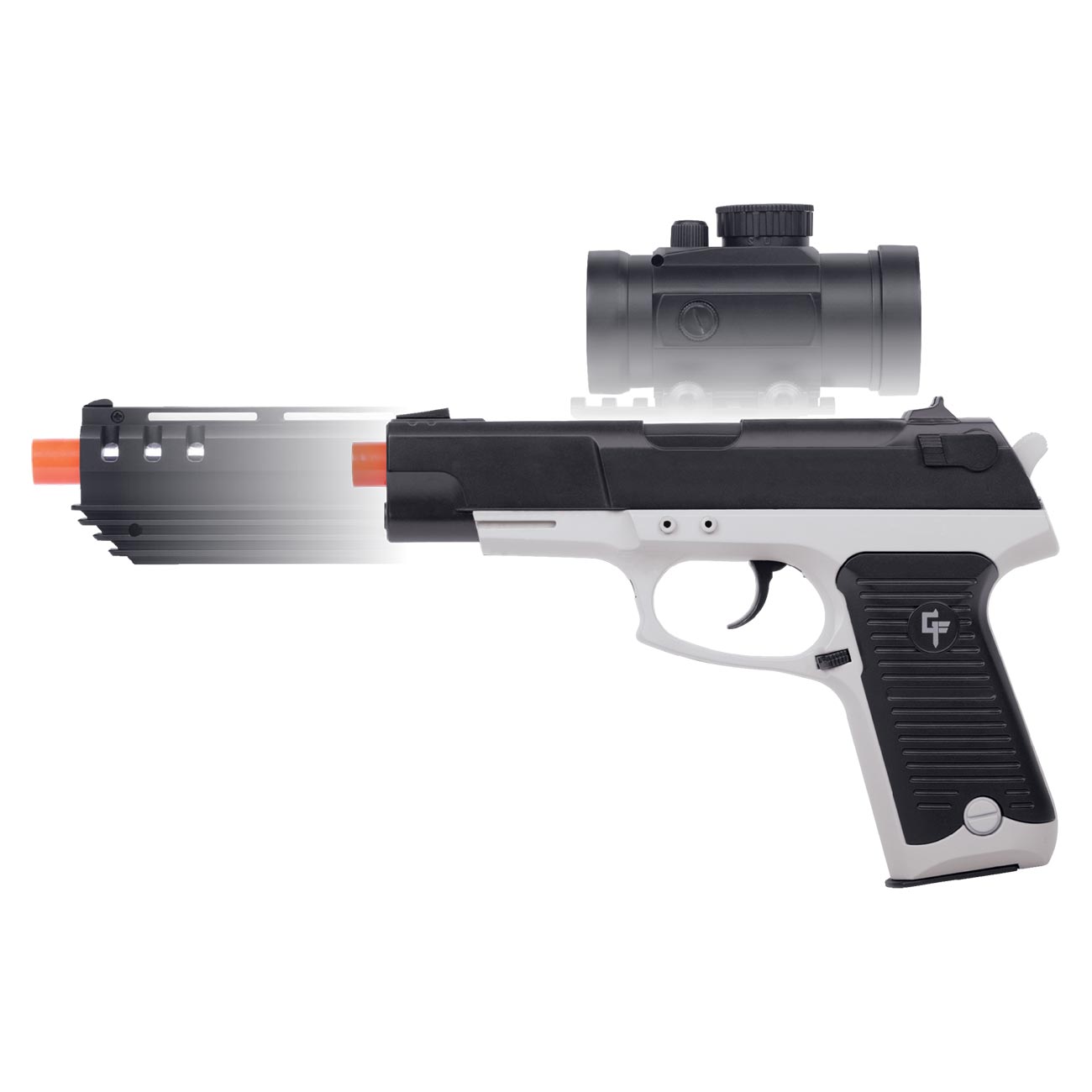 Game Face Single Shot Spring Power Airsoft Pistol With Tactical Casing With Red Dot