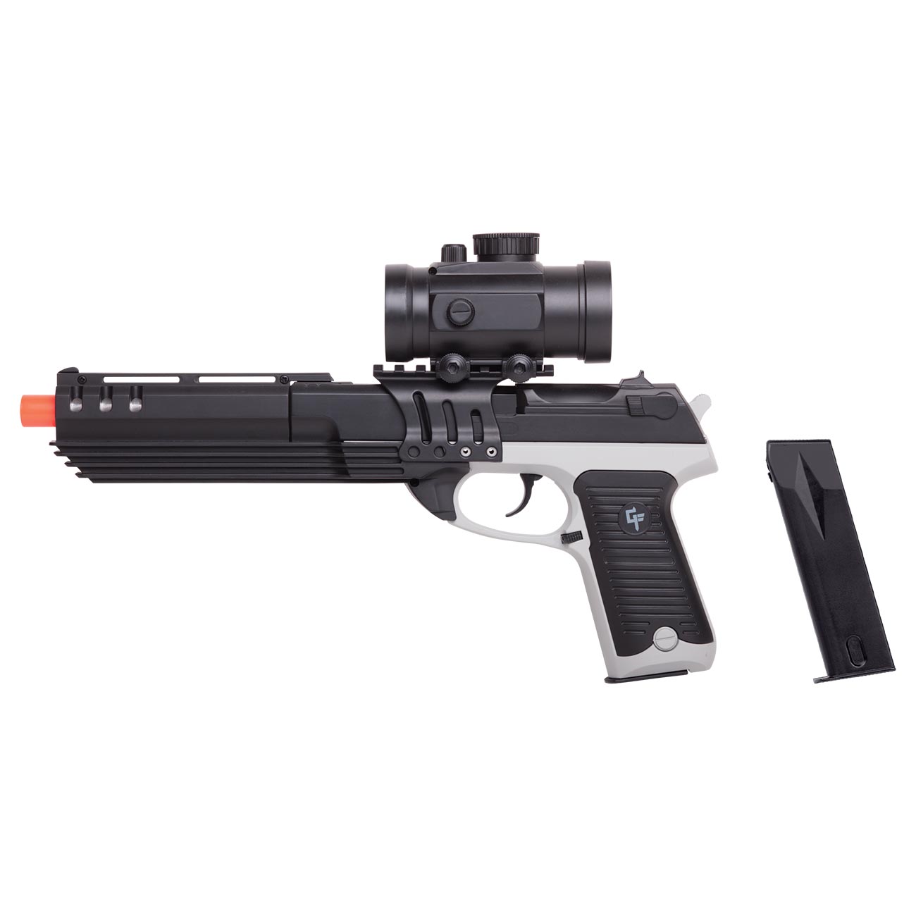 Game Face Single Shot Spring Power Airsoft Pistol With Tactical Casing With Red Dot