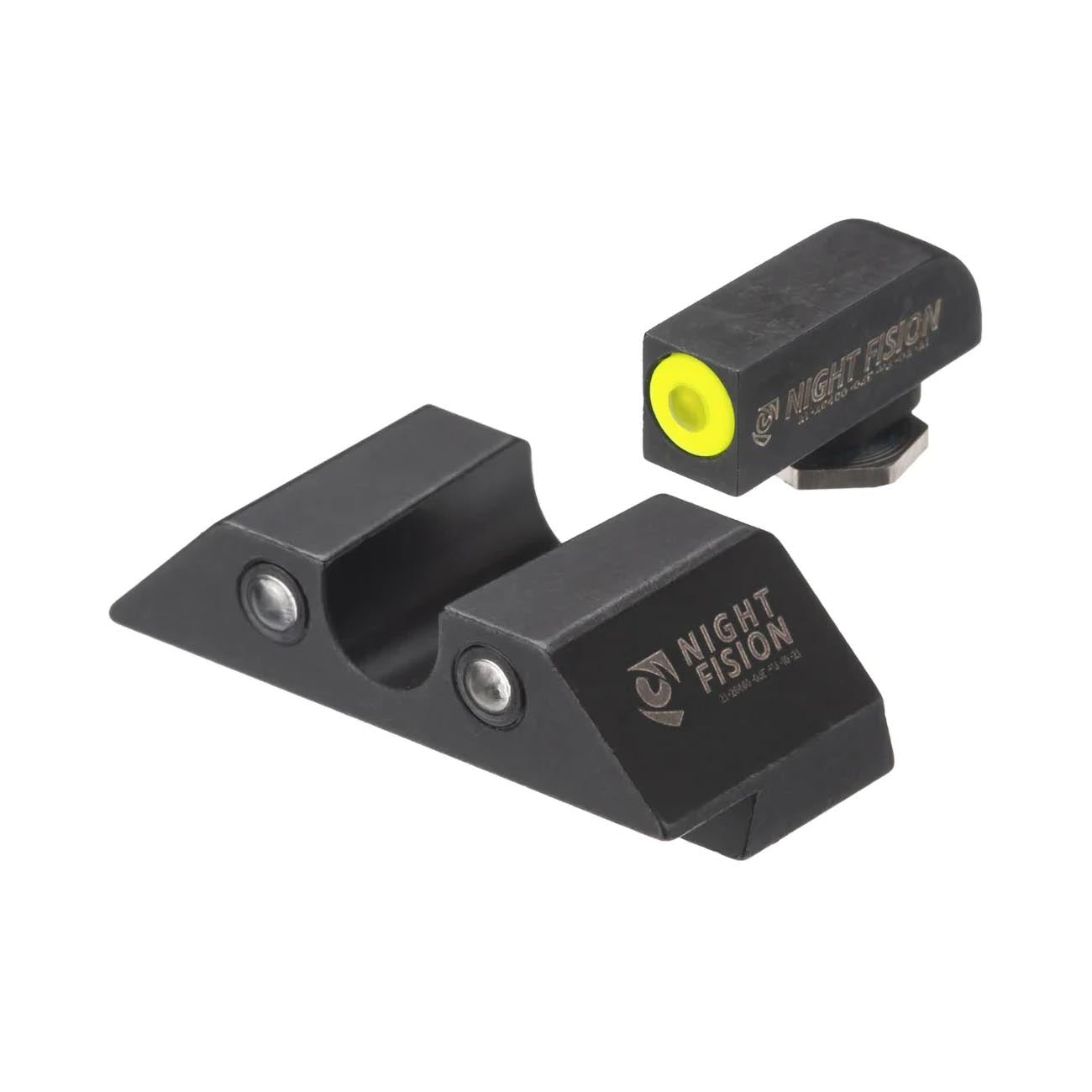 Night Fision Tritium Night Sights For Glock 17/19/34/43/48 - Yellow Front Ring/u Notch Black Rear Ri