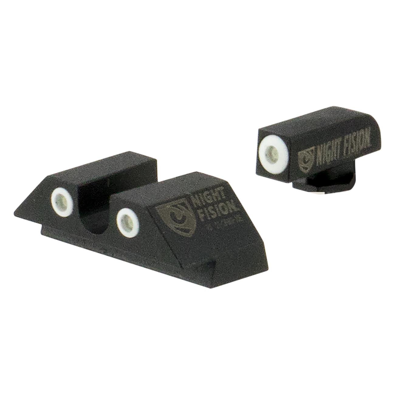 Night Fision Tritium Night Sights For Glock 42/43/43x - White Front Ring/u-notch White Rear Rings