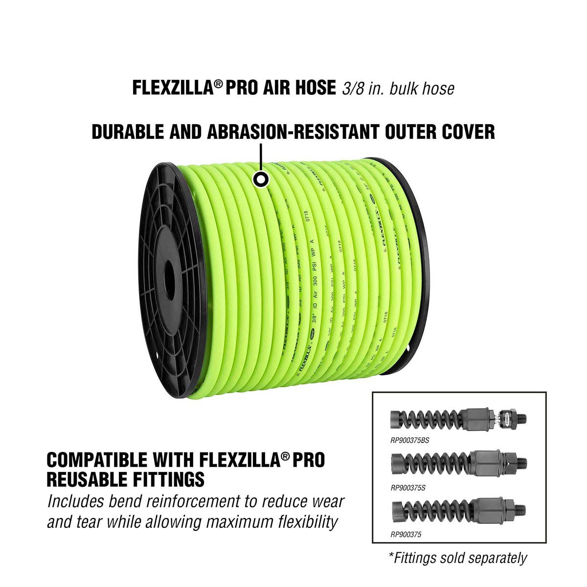 Flexzilla Pro Heavy Duty Lightweight Bulk Air Hose 3/8″ X 250′ On Plastic Spool