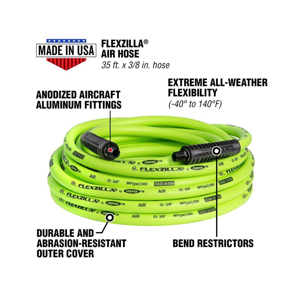 Flexzilla Heavy Duty Lightweight Air Hose 3/8" X 35'