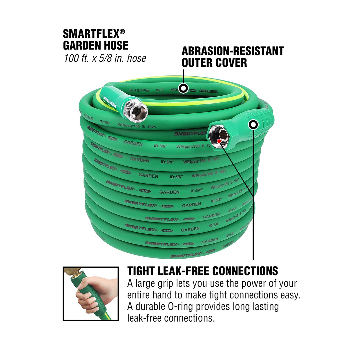 Smartflex® Garden Hose 5/8" X 100' 3/4" - 11 1/2 Ght Fittings