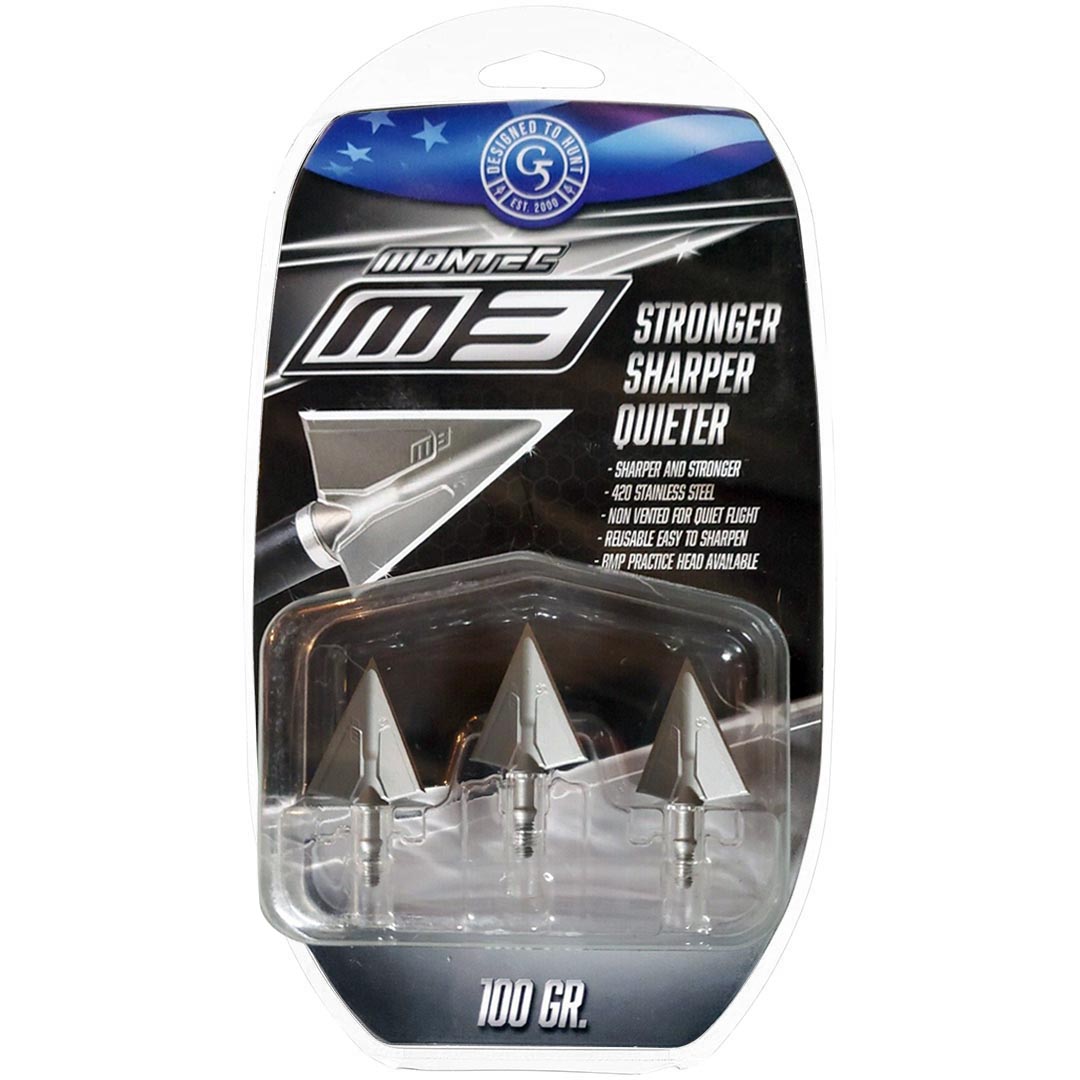 G5 Outdoors Montec M3 Solid Stainless Steel Broadhead - 100 Grain (3-pack)