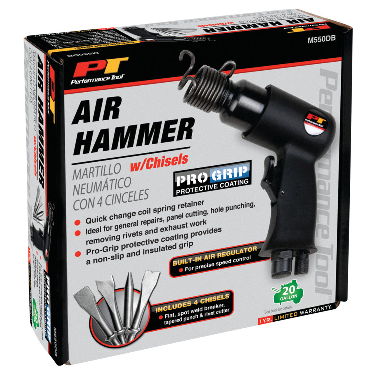 Performance Tool Air Hammer With 4 Chisels