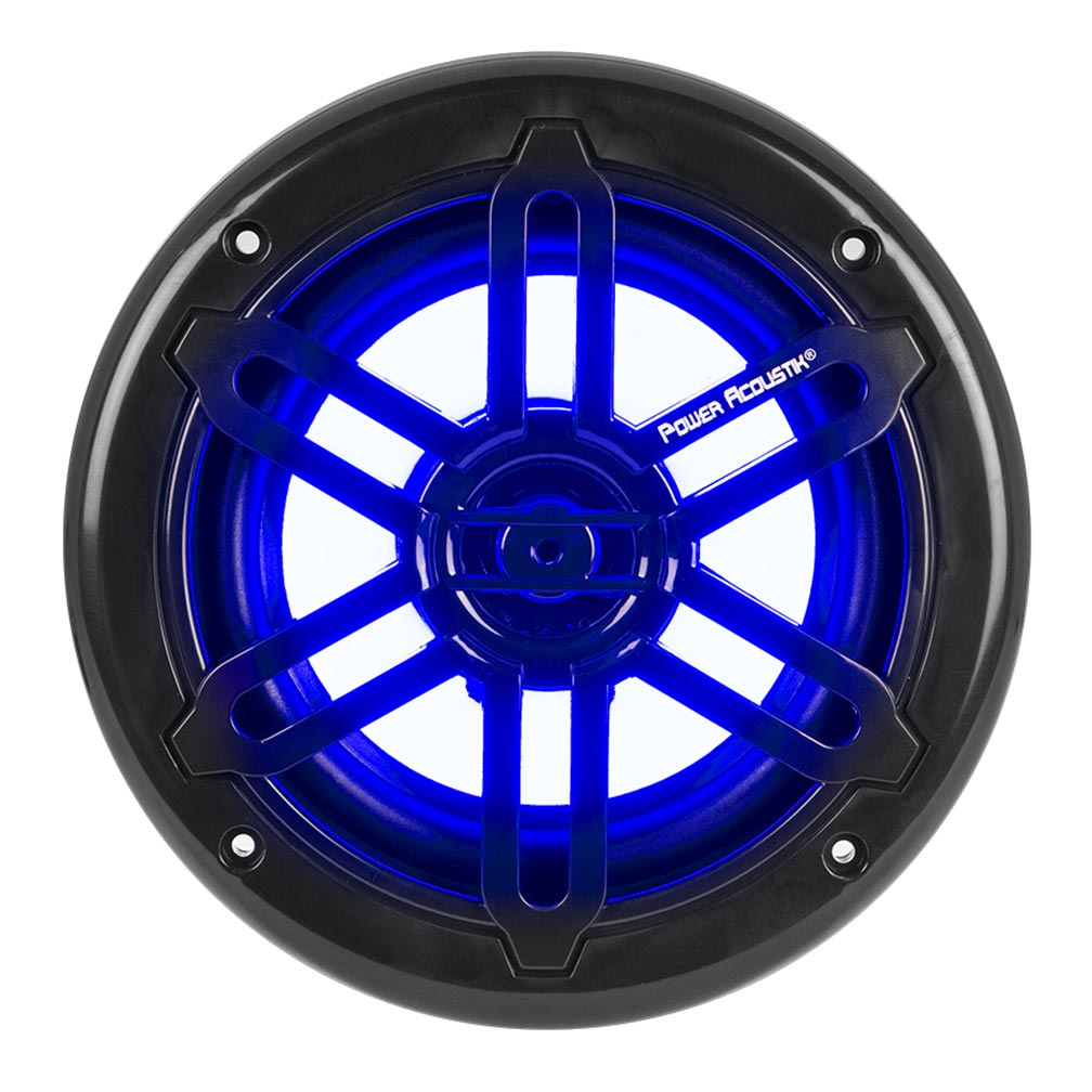 Power Acoustik Marine 6.5" 2-way Speakers With Blue Led White & Black Grills