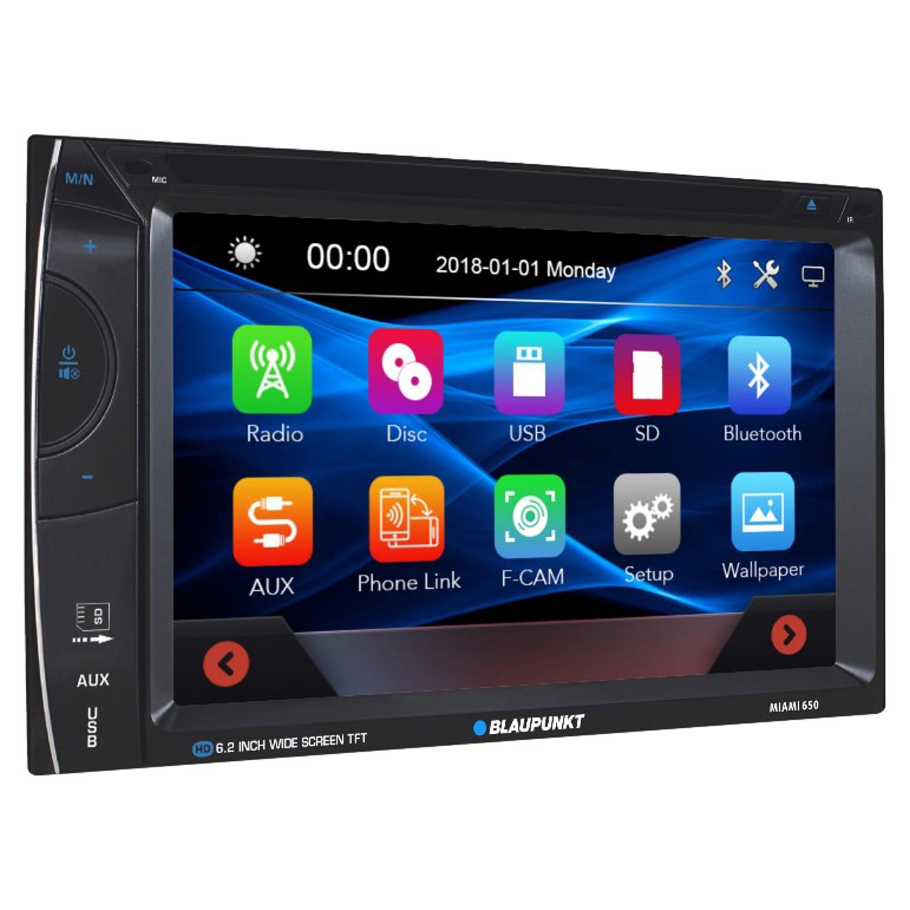 Blaupunkt 6.2” Double Din Fixed Face Touchscreen Dvd Receiver With Bluetooth Usb/sd Inputs & Remote