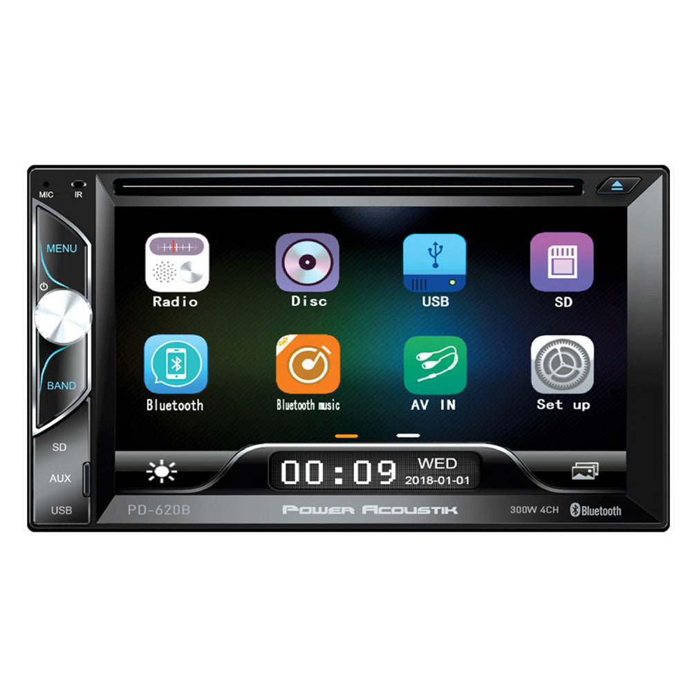 Power Acoustik 6.2" Double Din Dvd Receiver Bluetooth & Usb