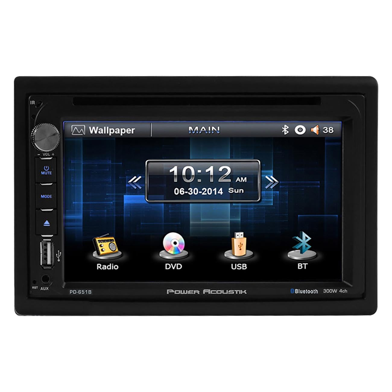 Power Acoustik Double Din Am/fm/dvd/bt 6.5"