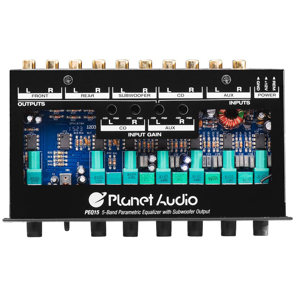 Planet 5 Band Equalizer Aux Input Master Volume Control Half Din Size Chassis