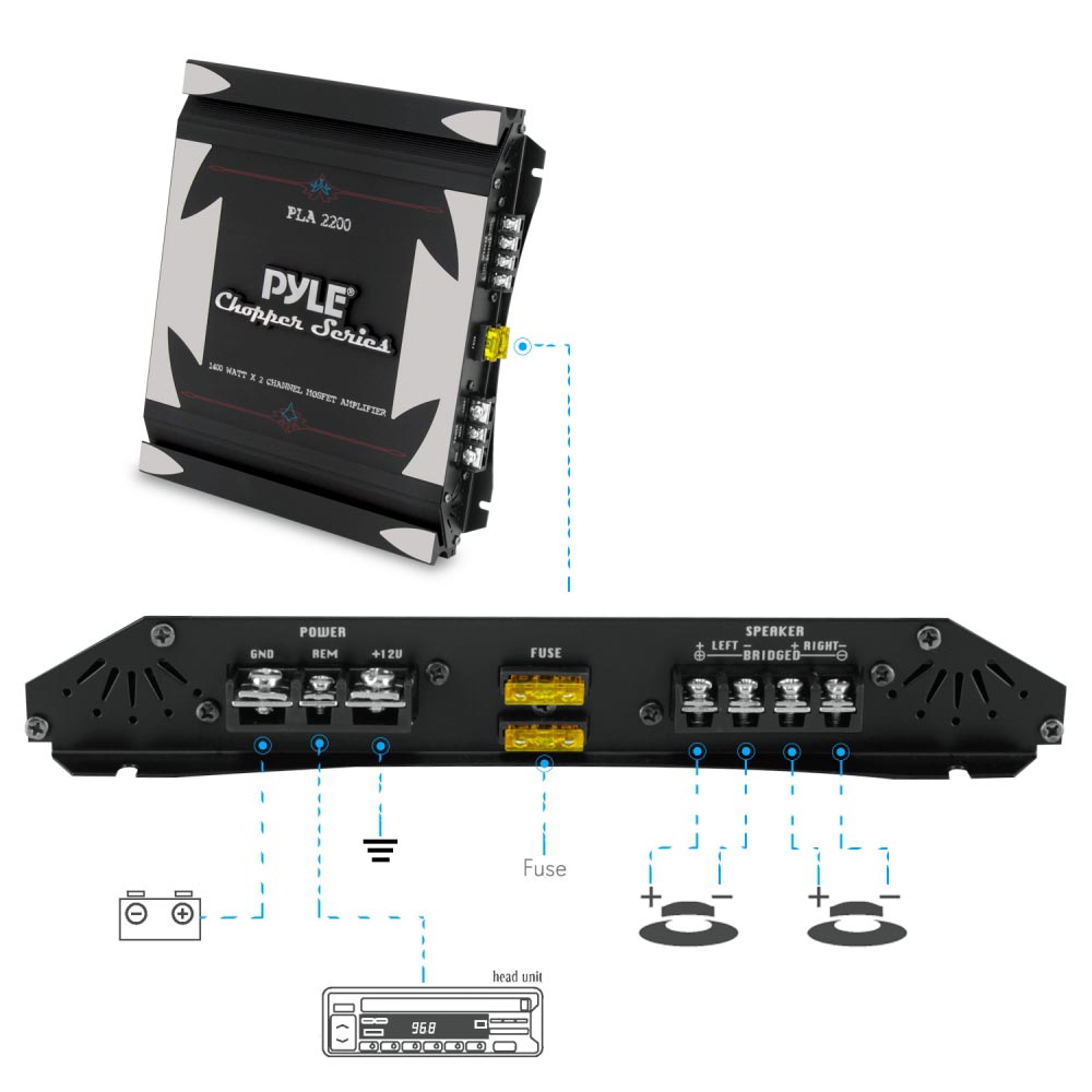 Pyle 2 Channel Amplifier 280w Rms/1400w Max