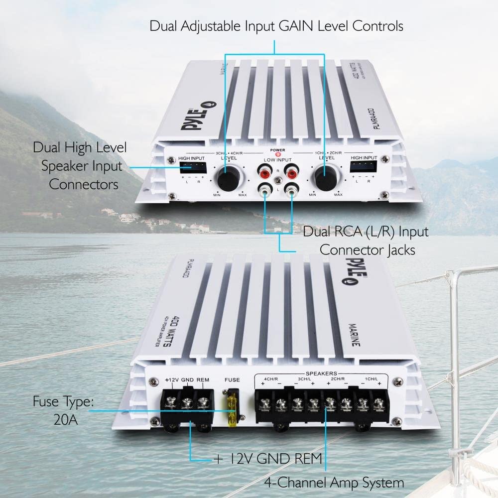 Pyle Marine 4 Channel Amplifier 400w Max