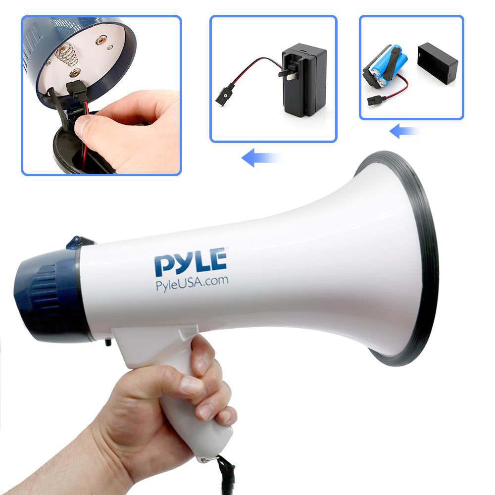 Pyle Pro Professional Dynamic Megaphone With Recording Detachable Microphone