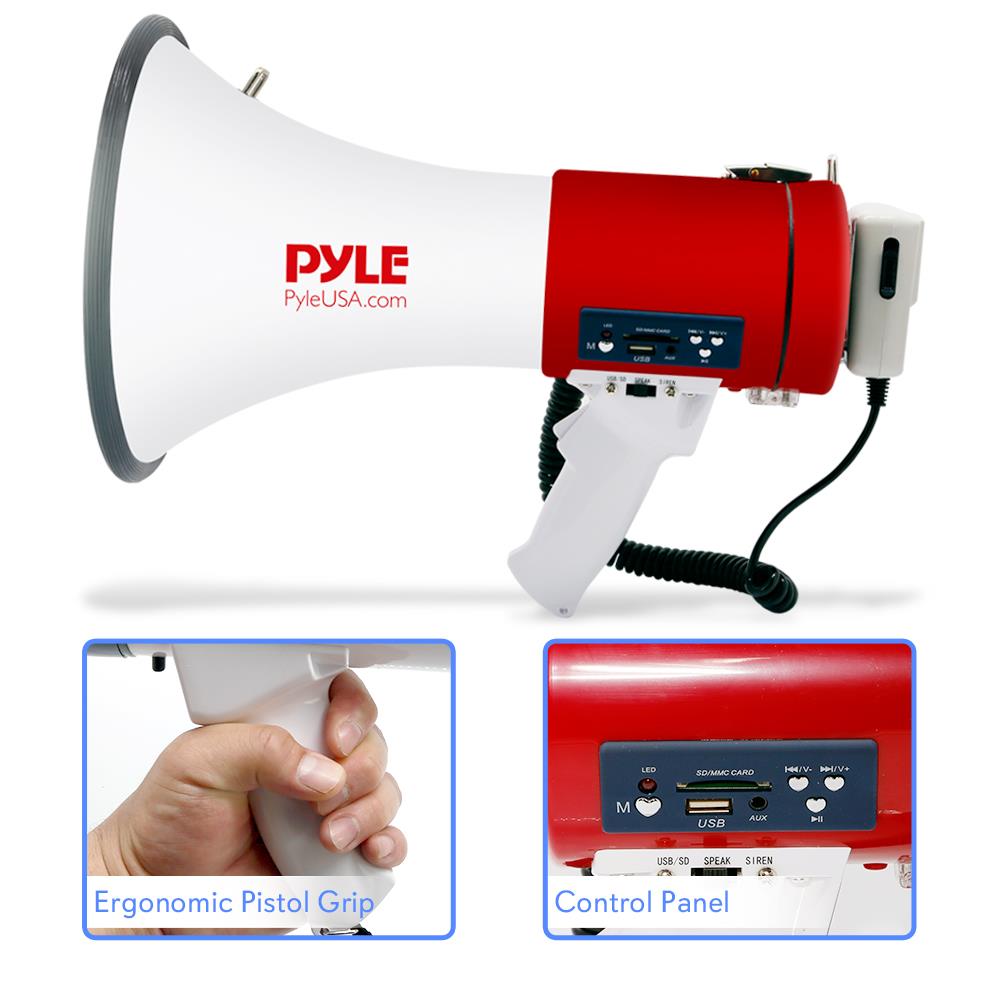 Pyle Pro Megaphone With Siren Talk Usb Sd Card