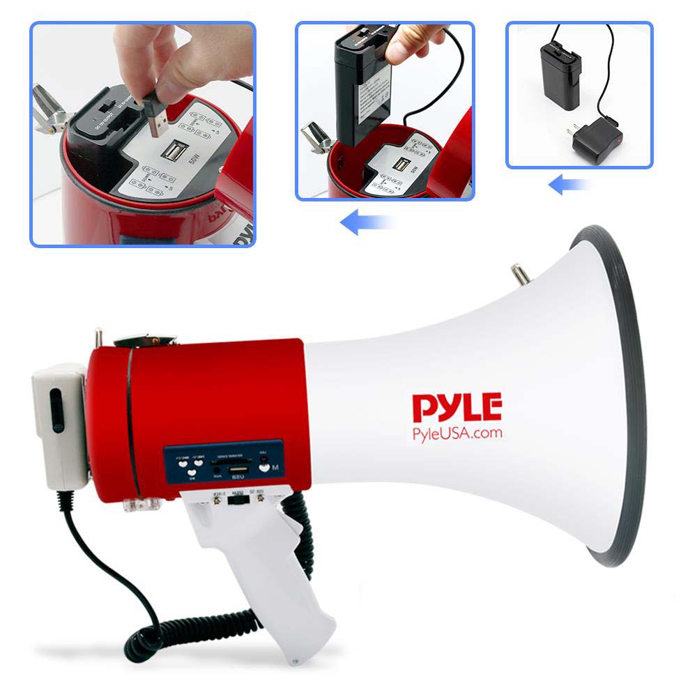 Pyle Pro Megaphone With Siren Talk Usb Sd Card