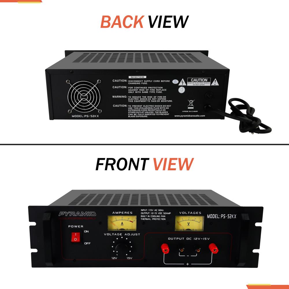 Pyramid 46 Amp Power Supply With Adjustable Voltage - Rack Mountable