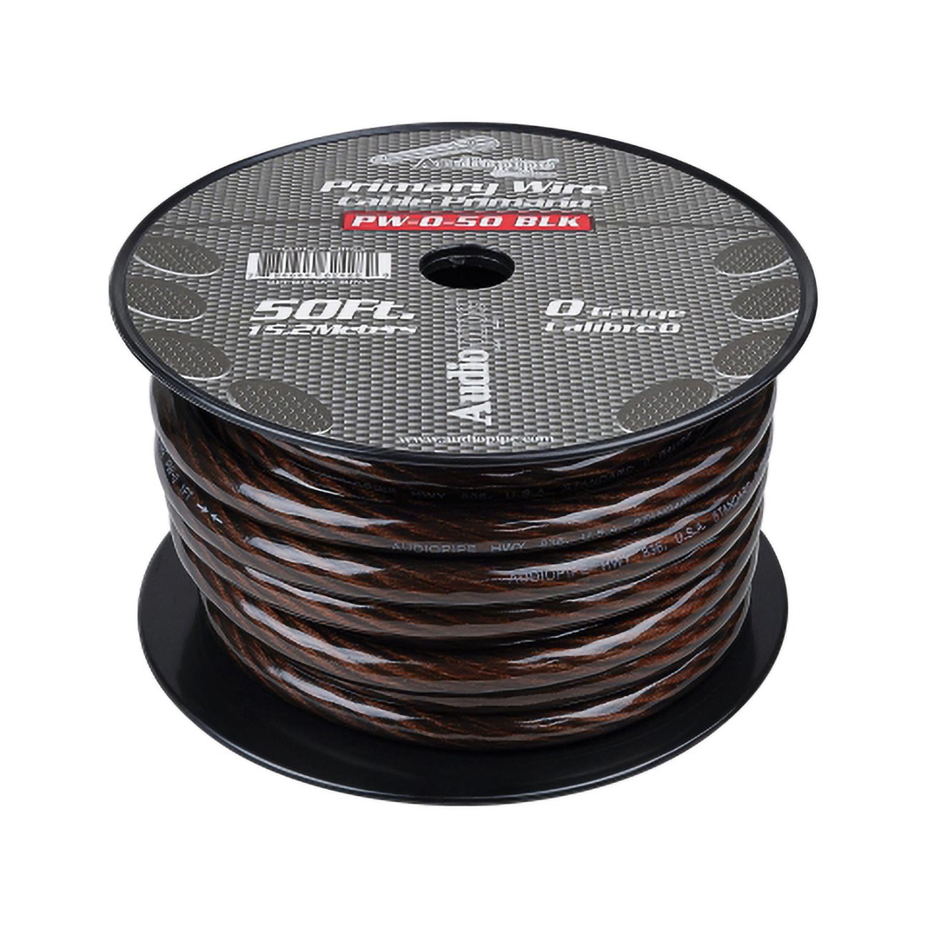 Audiopipe Power Cable 0-gauge 50 Foot Spool - Black