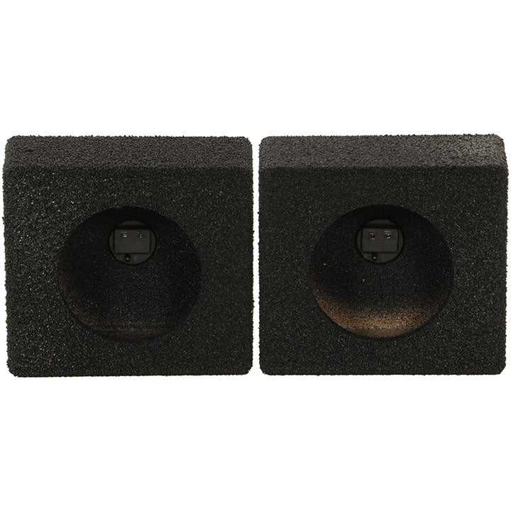 Qpower Empty 6.5" Square Speaker Enclosure Pair Qbomb (spray On Black Bedliner Coating)