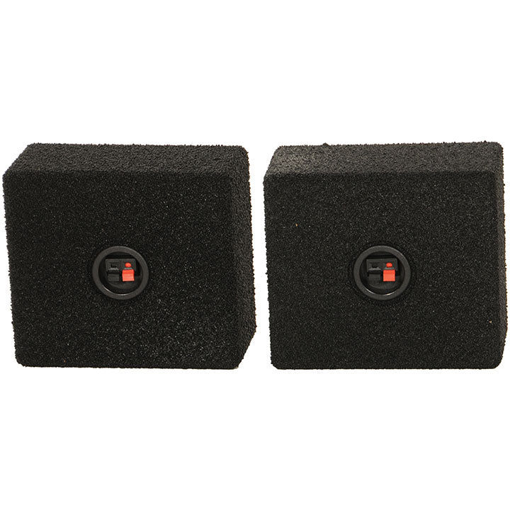 Qpower Empty 6.5" Square Speaker Enclosure Pair Qbomb (spray On Black Bedliner Coating)