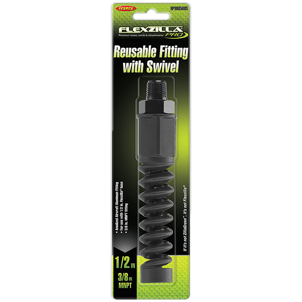 Flexzilla Pro Air Hose Reusable Fitting With Swivel 3/8" Mnpt